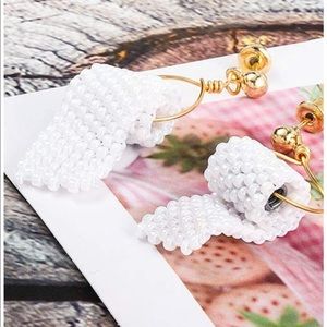 Faux Pearl and Gold Statement Drop Earrings